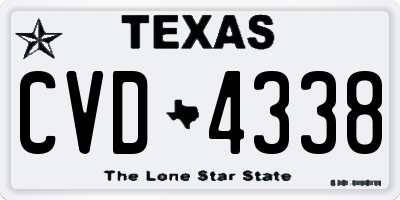 TX license plate CVD4338