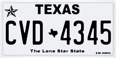 TX license plate CVD4345