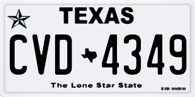 TX license plate CVD4349