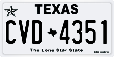 TX license plate CVD4351