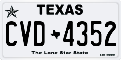 TX license plate CVD4352
