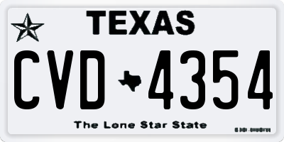 TX license plate CVD4354