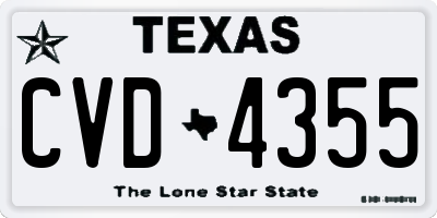 TX license plate CVD4355