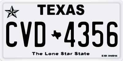 TX license plate CVD4356