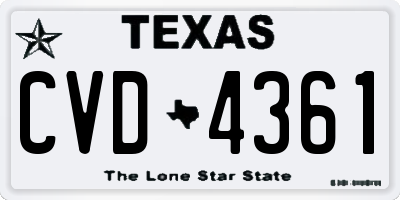 TX license plate CVD4361
