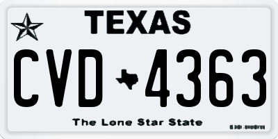 TX license plate CVD4363