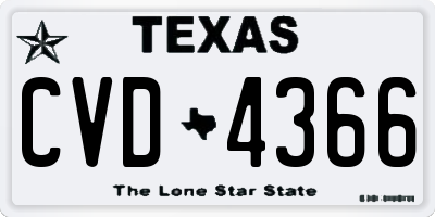 TX license plate CVD4366