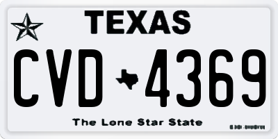 TX license plate CVD4369