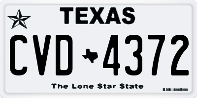 TX license plate CVD4372