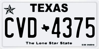 TX license plate CVD4375