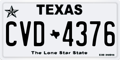 TX license plate CVD4376