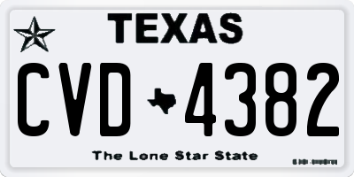 TX license plate CVD4382