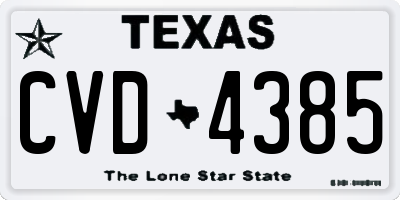 TX license plate CVD4385