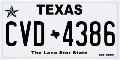 TX license plate CVD4386