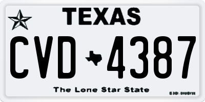 TX license plate CVD4387