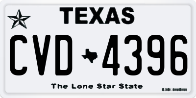 TX license plate CVD4396