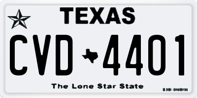 TX license plate CVD4401