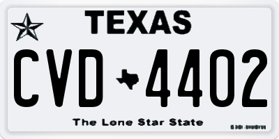 TX license plate CVD4402
