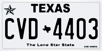 TX license plate CVD4403