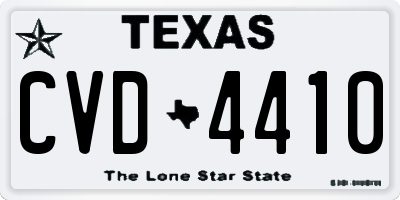 TX license plate CVD4410
