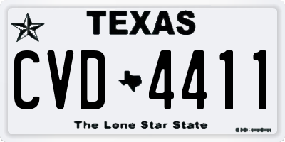 TX license plate CVD4411