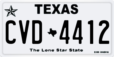 TX license plate CVD4412