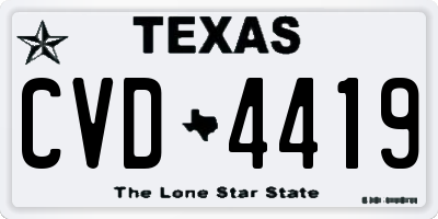 TX license plate CVD4419