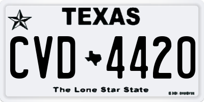 TX license plate CVD4420