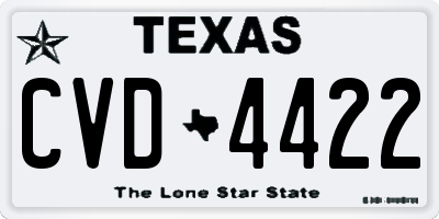 TX license plate CVD4422
