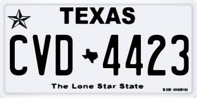 TX license plate CVD4423
