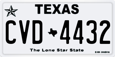TX license plate CVD4432