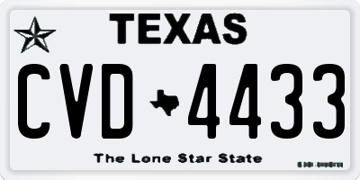 TX license plate CVD4433