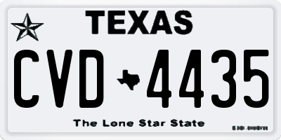 TX license plate CVD4435