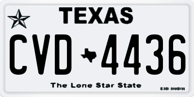 TX license plate CVD4436