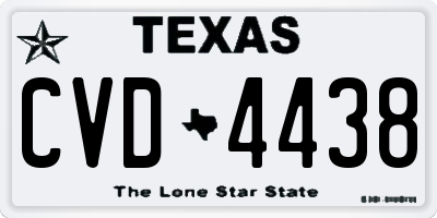 TX license plate CVD4438