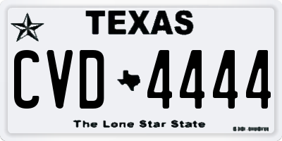 TX license plate CVD4444