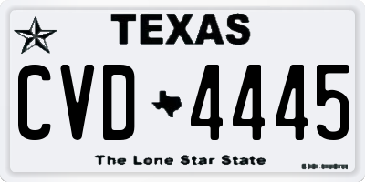TX license plate CVD4445