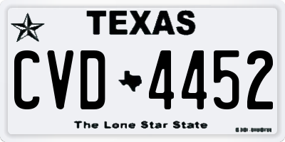 TX license plate CVD4452