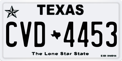 TX license plate CVD4453