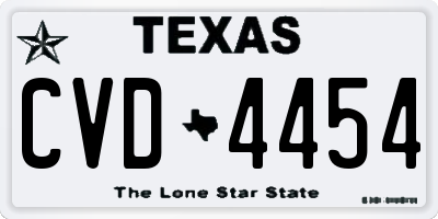 TX license plate CVD4454