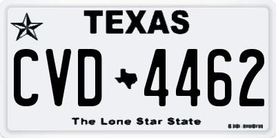 TX license plate CVD4462