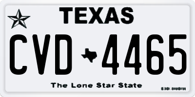 TX license plate CVD4465