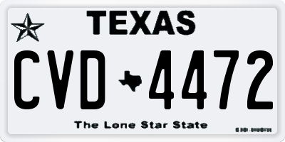 TX license plate CVD4472