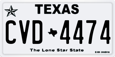 TX license plate CVD4474
