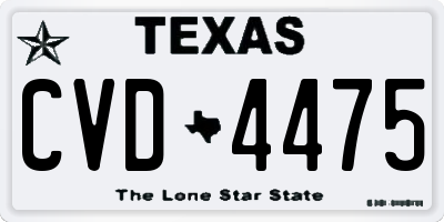 TX license plate CVD4475