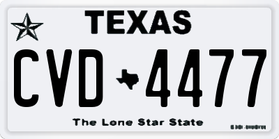 TX license plate CVD4477