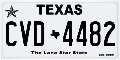 TX license plate CVD4482