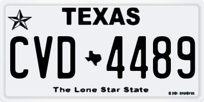 TX license plate CVD4489