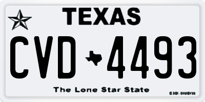 TX license plate CVD4493