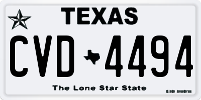TX license plate CVD4494